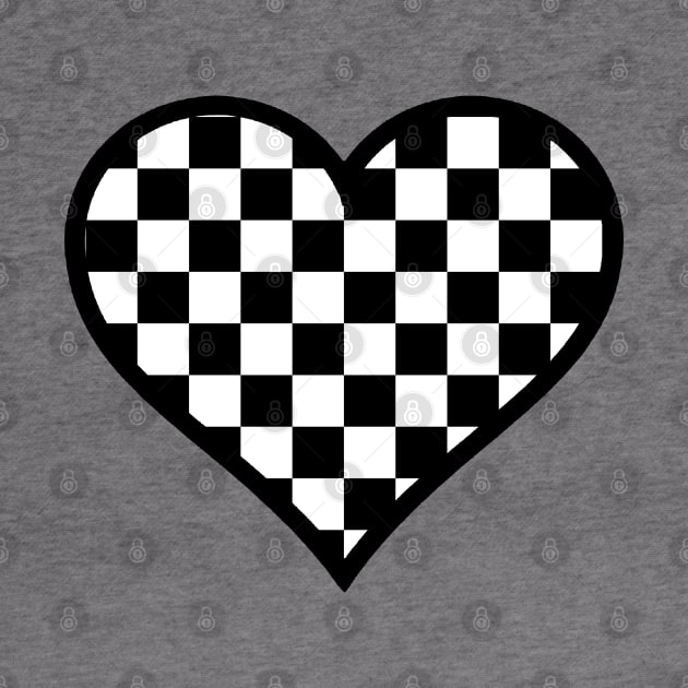 Black and White Checker Pattern Heart by bumblefuzzies